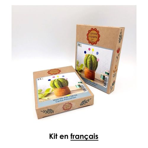 Mini Kit Feutrine Cactus Coussin À Épingles - Niveau Intermédiaire Vert