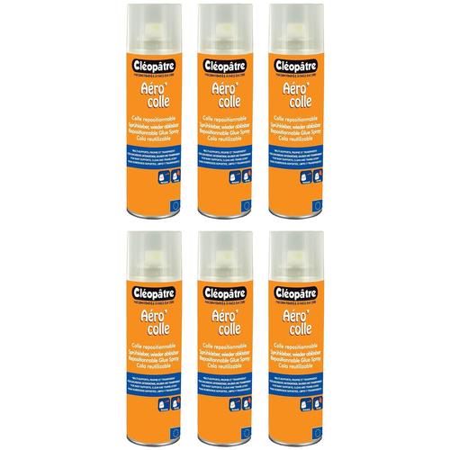 Cléopâtre Lot De 6 Aérocols Colle Repositionnable De 250 Ml