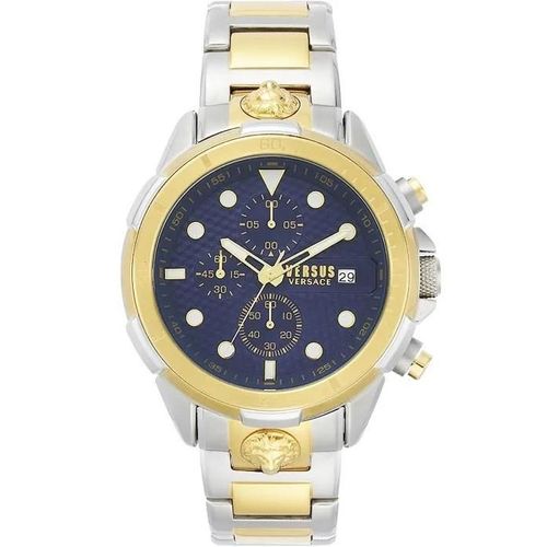 Montre Homme Chronographe - Versus - Vsplp0519 - Acier Inoxydable - Résistante À L'eau 50m - Cadran Bleu