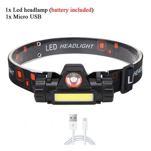 Lampe Frontale Étanche À Led Cob,Alimentée Par Batterie Intégrée Rechargeable Par Usb,Idéale Pour Le Camping- Option B-A5