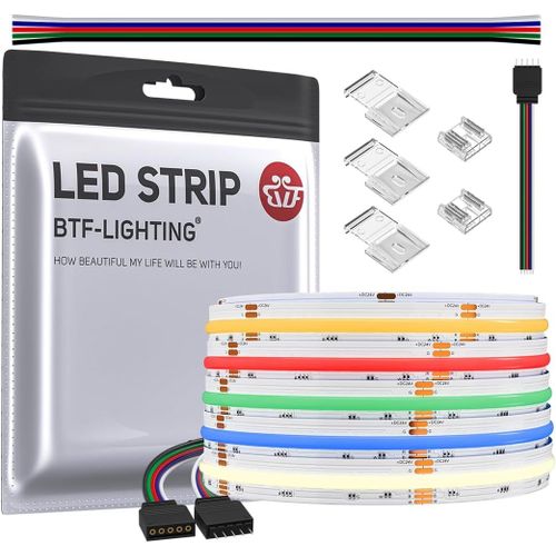 Cob Rgbw 4000k Bande Lumineuse Led Haute Densité 896leds/M 5m Dc24v 12mm Largeur Ruban Led Couleur Changeante Pour Chambre À Coucher Cuisine Décoration Intérieure.[G213]