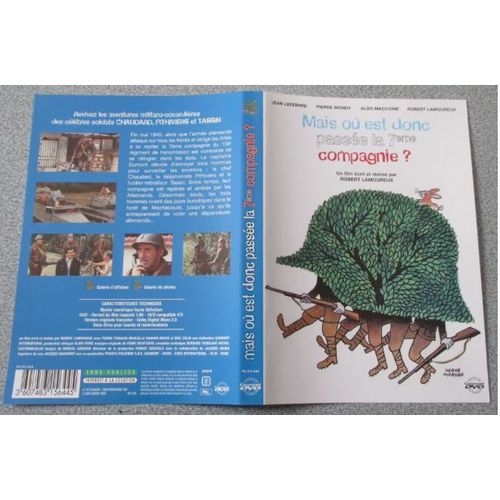 Jaquette Papier Originale Format Dvd Du Film Mais Où Est Donc Passée La 7ème Compagnie ? - Film De Robert Lamoureux - Fond Blanc Et Bleu - Dessin Humoristique Et Petites Photos Couleurs