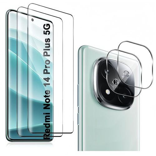 Lot De 2 Verres Trempés Pour Xiaomi Redmi Note 14 Pro Plus 5g + 2 Protection Objectif Caméra Arrière Verre Trempé - Hqselection®