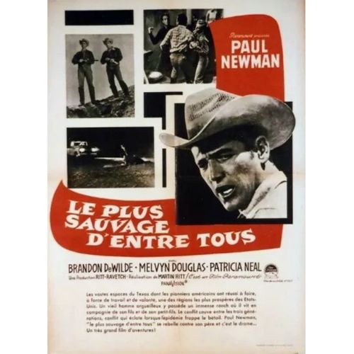 Le Plus Sauvage D'entre Tous / Hud - Affiche Originale De Cinéma - Format 60x80 Cm - Un Film De Martin Ritt Avec Paul Newman, Melvyn Douglas, Patricia Neal, Brandon De Wilde, Whit Bissell - Année 1963