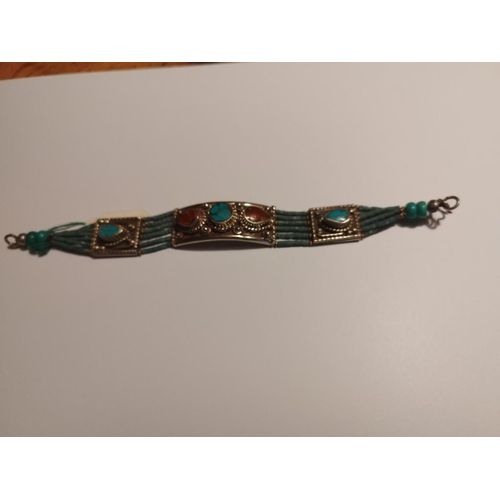 Bracelet Nepalais Pierres Et Metal