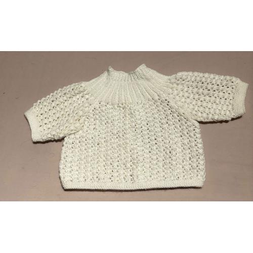 Brassière Bébé Laine Naissance Points Fantaisies - Fait Main - Laine Layette 100% Acrylique