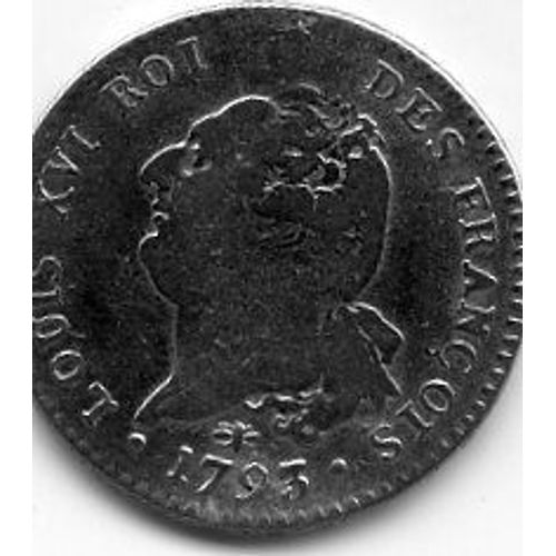 France 30 Sols D (Lyon) Louis X V I 1793  Argent.