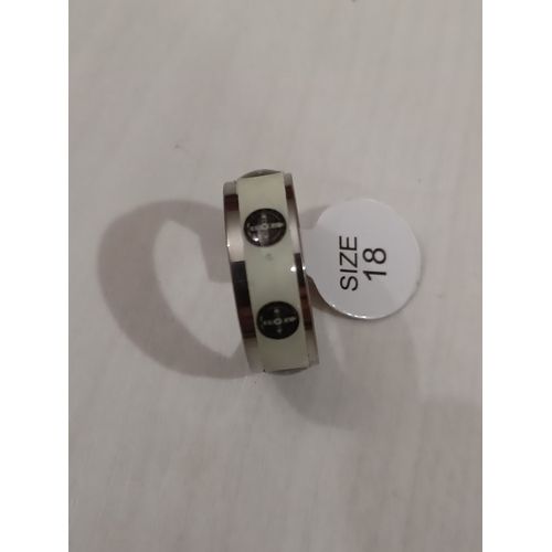 Bague En Acier Inoxydable,Métal Argenté,Phosphorescent ,Cible,Taille 18