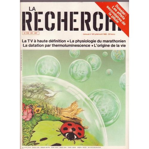 La Recherche + Son Supplément "Météo" : La Prévision Du Temps Et Du Climat  N° 201 : Les Effets Secondaires De La Pilule / La Physiologie Du Marathonien / L'origine De La Vie