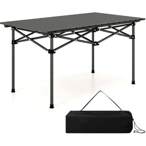 Costway Table De Camping Pique-Nique Pliante En Aluminium, 95x55x50 Cm, Table De Jardin Pliable 4 À 6 Places Avec Sac De Transport