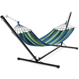 Costway Support De Hamac En Métal Charge 150 Kg Chaîne Réglable Avec Crochets Pour Intérieur Extérieur Noir 325 X 100 X 106 Cm