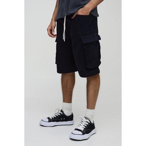 Short Cargo Baggy En Velours Côtelé Homme - Noir - M, Noir