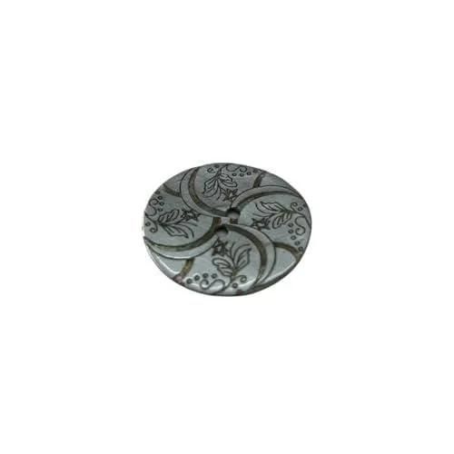 Boutons En Nacre Métallisée - Stile Universal - Modèle 48 - 30 Mm - Motif Floral - Fabriqué En Italie