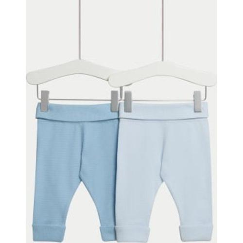 Lot De 2 Leggings Gaufrés 100 % Coton (2 Bleu