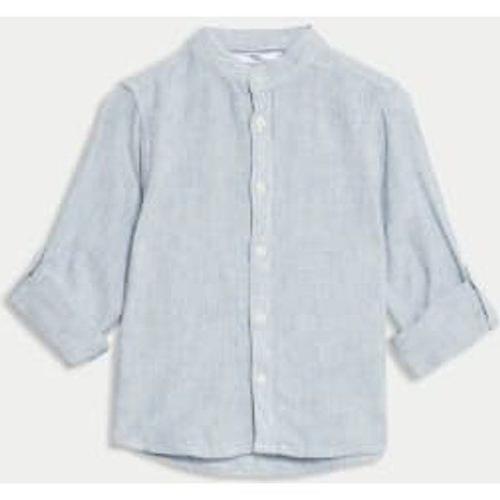 Chemise À Col Grand-Père En Lin (Du 1 Au 8 Ans) - Bleu