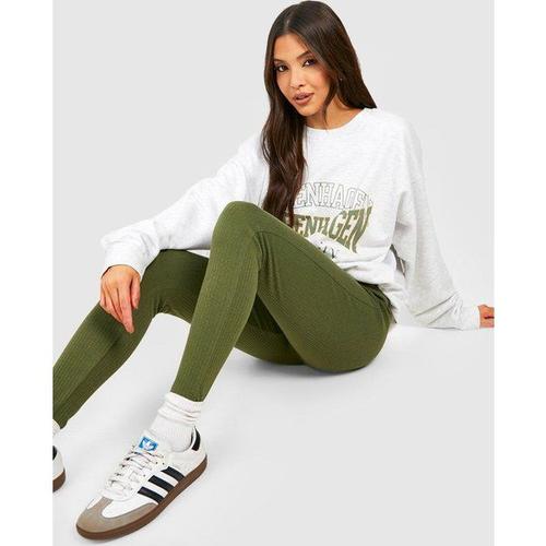 Legging Côtelé En Coton - Vert Kaki - 42