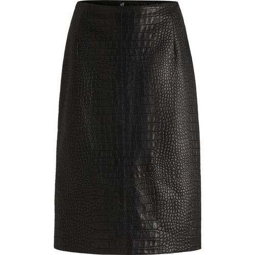 Jupe Crayon En Cuir Embossé Façon Croco34,36