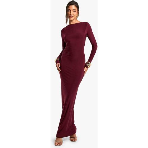 Robe Longue Moulante À Dos Nu - Rouge Bordeaux - 40
