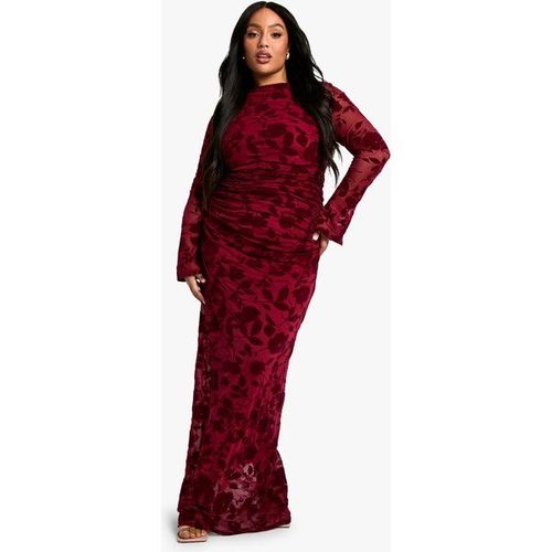 Robe Mi-Longue Froncée - Rouge Bordeaux - 56