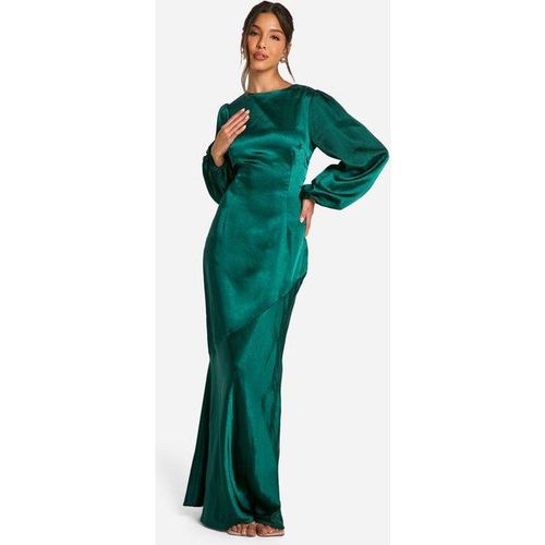 Robe Longue De Demoiselle D'honneur À Manches Longues - Vert Émeraude - 46
