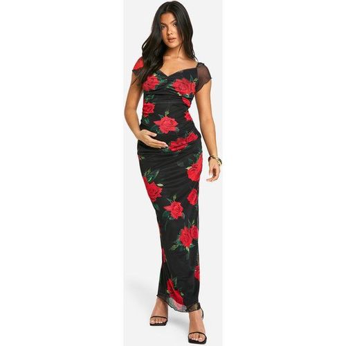 Robe De Grossesse À Manches Capées Et Imprimé Rose - Noir - 38