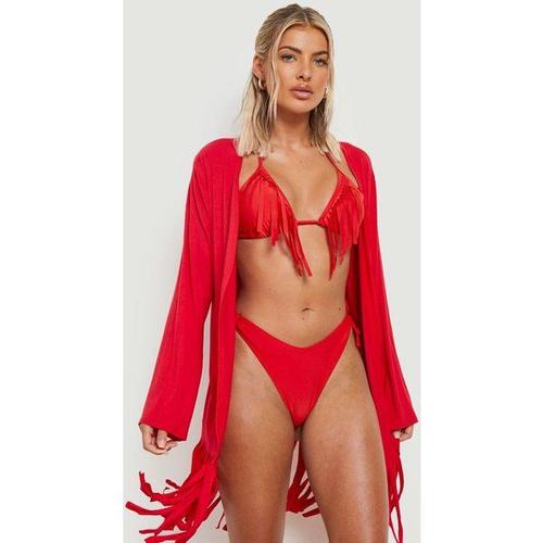 Kimono De Plage À Pompons - Rouge - L