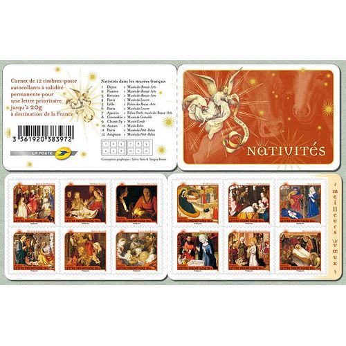 France 2011, Très Belle Bande Carnet Neuve** Luxe Yvert 621, Nativités, 12 Timbres Yvert 621 À632, Prioritaires, Auto-Adhésifs, Validité Permanente, Collection Ou Affranchissements.