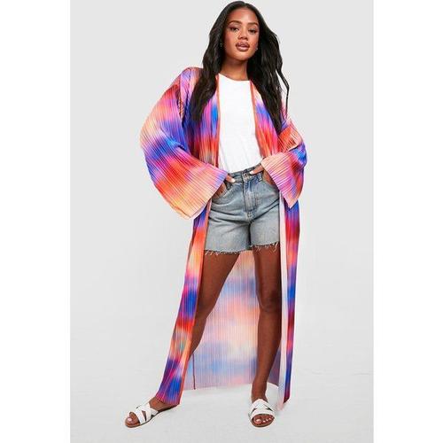 Kimono Long Plissé Marbré - Bleu - S