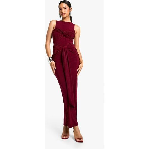 Robe Longue Froncée À Dos Nageur - Rouge Bordeaux - 36