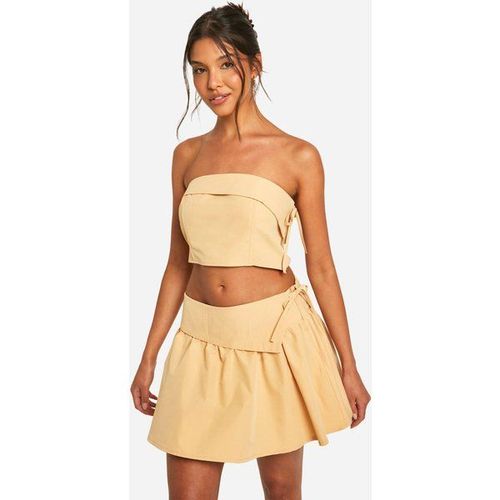 Mini-Jupe Plissée À Taille Contrastante - Butter - 40