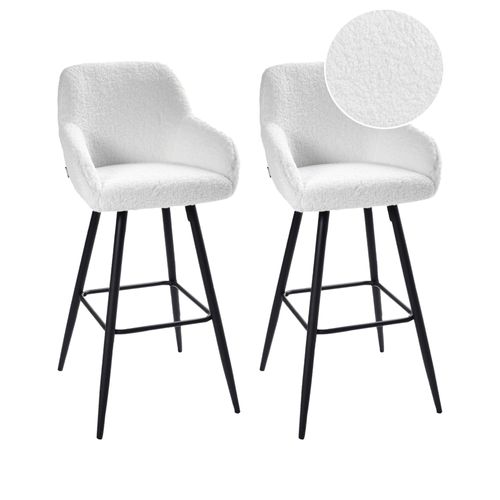 Lot De 2 Chaises De Bar Casmalia Bouclé Blanc Cassé
