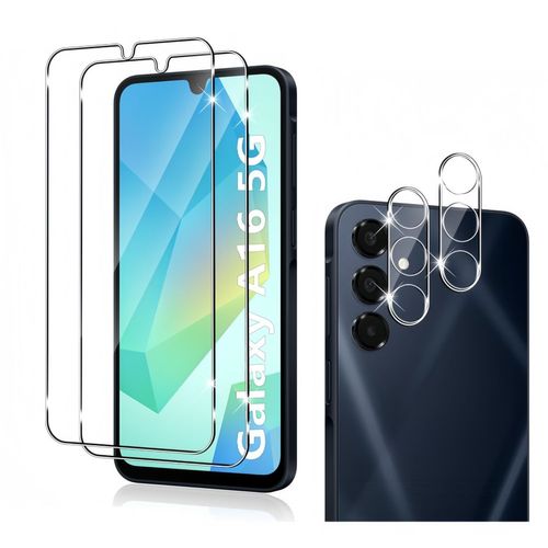 Lot De 2 Verres Trempés Pour Samsung Galaxy A16 4g/5g + 2 Protection Objectif Caméra En Verre Trempé - Hqselection®