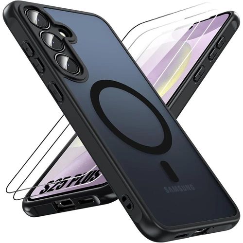Coque Et 2 Verres Trempés Pour Samsung Galaxy S25 Plus (Galaxy S25+), Avec Anneau Magnétique Et Vitre Caméra - Noir - E.F.Connection