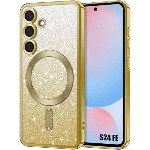 Coque Pour Samsung Galaxy S24 Fe, Silicone Avec Protection Objectif Et Cercle Magnétique - Doré Pailleté - E.F.Connection