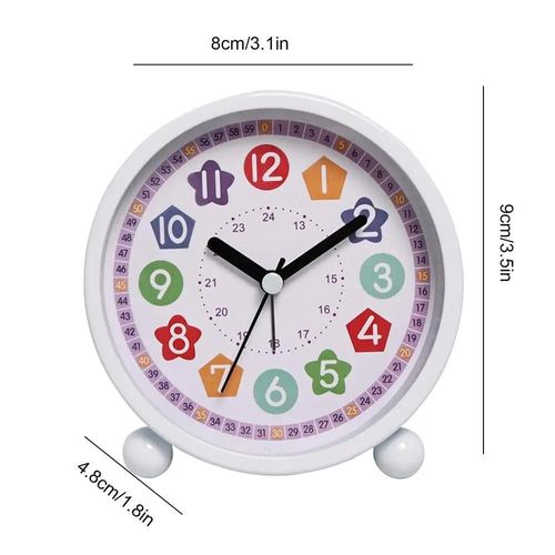 Horloge murale silencieuse moderne pour enfants, outil de lecture facile, heure fuchsia, adolescents garçons et filles-White