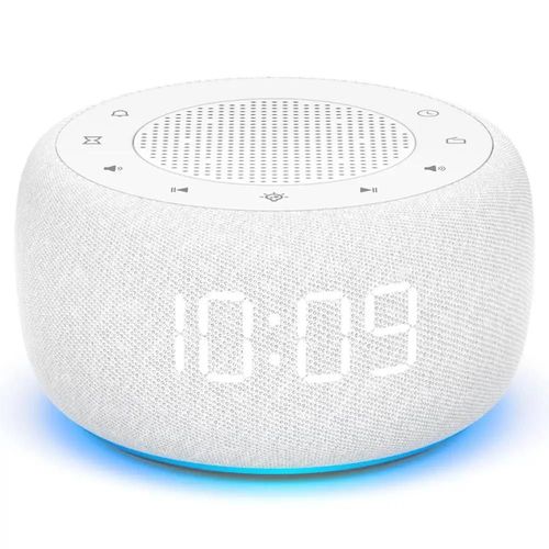 Réveil Numérique Radio FM, 7 Documents, Veilleuse, 4 Tons d'Alarme, 9 SERVICES, Horloge de Table, Affichage, Gradateur, Lampe de oral et, Minuterie de Sommeil-White-EU plug