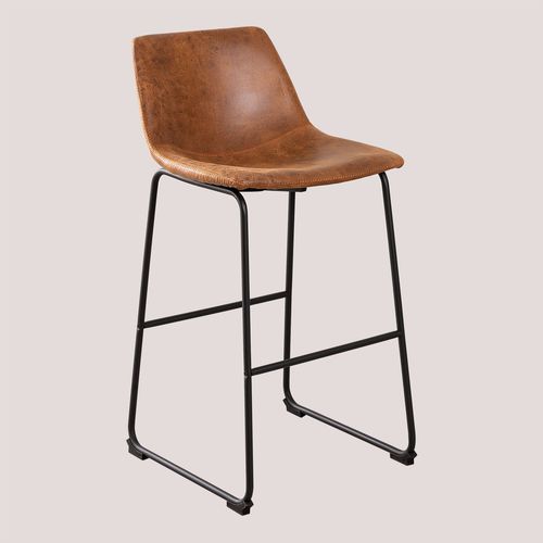 Pack De 2 Tabourets Hauts Recouverts De Simili Cuir Ody Style ¿70 Cm Camel Vintage