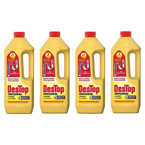 DESTOP Lot de 4 Déboucheurs Liquide ORIGINAL - 4 doses par Flacon de 950ml