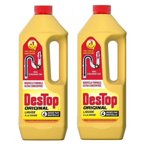 DESTOP Lot de 2 Déboucheurs Liquide ORIGINAL - 4 doses par Flacon de 950ml