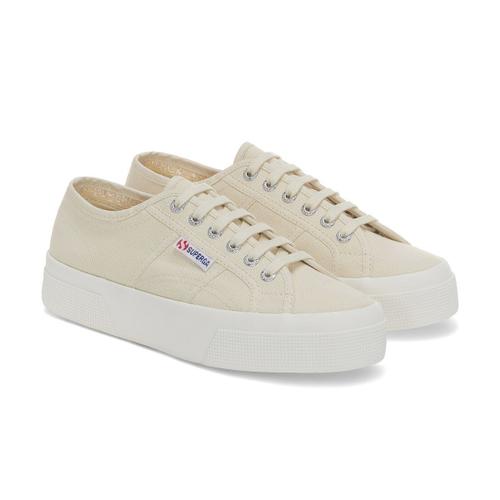 Superga - Chaussures À Semelles Compensées - Adulte - 41 Fr - Beige / Turquoise Pâle / Ivoire