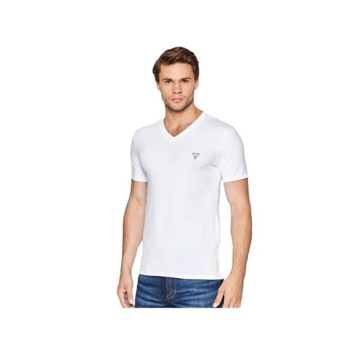 T Shirt Guess Classic Red Logo Triangle Homme Blanc