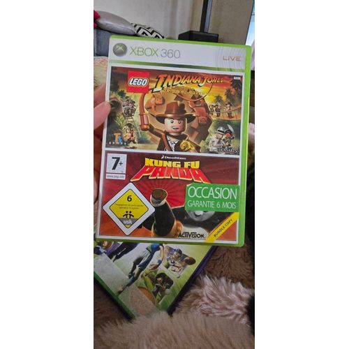 Duo Jeux Xbox 360 - Indiana Jones Et Kung Fu Panda, État Impeccable.