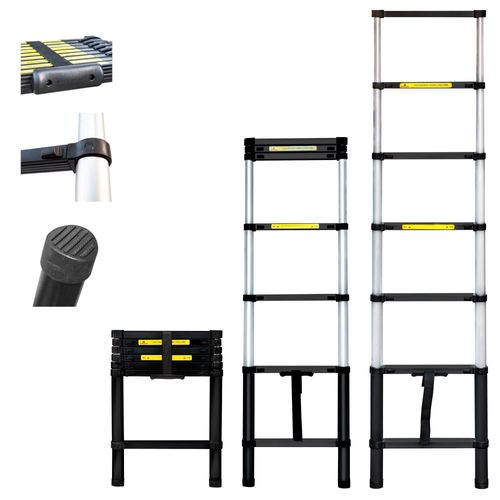 Echelle telescopique 2m TELESCOO7, Aluminium, Pliable, Extensible, Hauteur de travail max 2,9m, Standart EN131, Garantie 5 ans, Hostrom