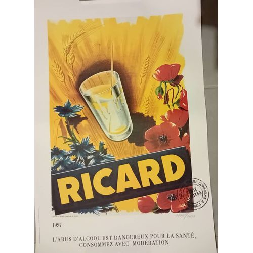 Affiche Ricard " Fleurs, Arbre Et Verre "