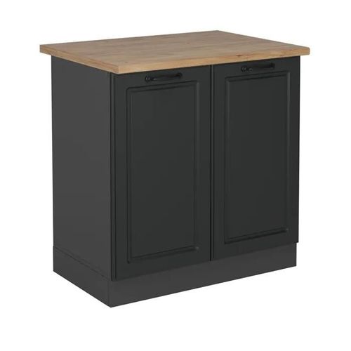 Meuble Bas Sous-Évier R-Line, 80cm , Pt Chêne, Anthracite Campagne, Anthracite, Vicco