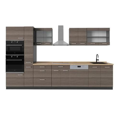 Cuisine Complète R-Line, 350cm , Pt Chêne, Gris Noble/Anthracite, , Vicco