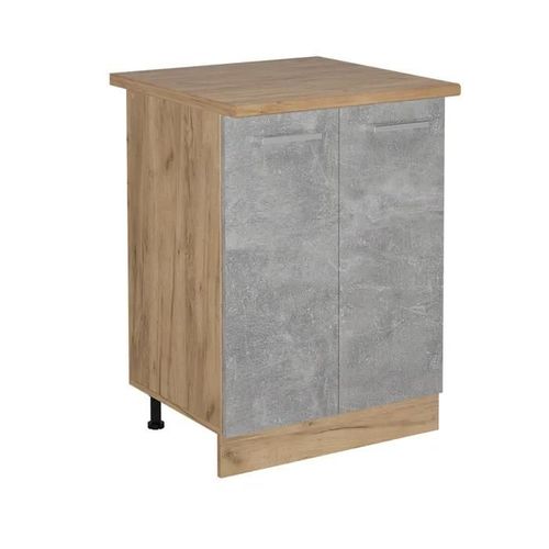 Meuble Bas De Cuisine R-Line, 60cm , Pt Chêne, Béton, Chêne De Force Doré, Vicco