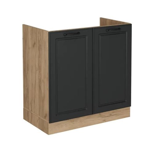 Meuble Bas Sous-Évier R-Line, 80cm Sans Pt, Anthracite Campagne, Chêne De Force Doré, Vicco