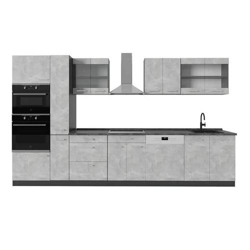 Cuisine Complète R-Line, 350cm , Pt Anthracite, Béton/Anthracite, , Vicco