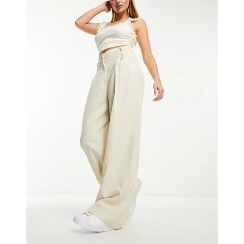 Pantalon Large Ajusté À Taille Haute - Beige-Neutral